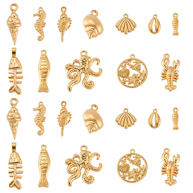 24 шт. 12 стиль морская тематика 304 подвески из нержавеющей стали, ионное покрытие (ip)