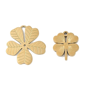 Ion Plating(IP) 304 Stainless Steel Charms, Clover & Flower Charm