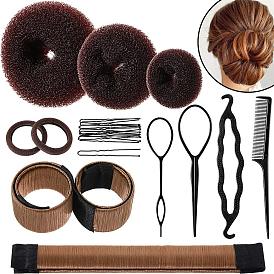 DIY Nylon Bun Maker Hair Tool Set - Quick Styling Hair Elastic Band Pin.