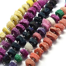 Natural Druzy Quartz Crystal Beads Strands, Solar Quartz, Dyed, Nuggets