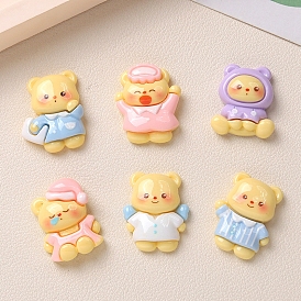 Непрозрачные кабошоны из смолы, медведь в пижаме