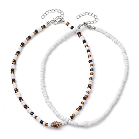 Ожерелья из натуральных ракушек для женщин, с шариком из стеклянного семени