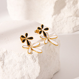 Стильные серьги-гвоздики из нержавеющей стали в форме цветка