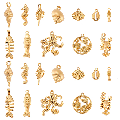 24 шт. 12 стиль морская тематика 304 подвески из нержавеющей стали, ионное покрытие (ip)