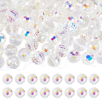 80стеклянные бусины с цветным покрытием AB, граненые круглые