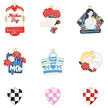 36 шт 9 стили подвески из сплава эмали, золотые