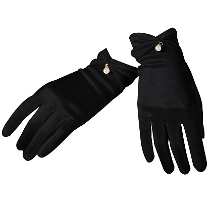 Атласные перчатки для невесты, с пластиковой имитацией жемчуга