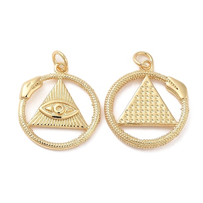 Rack Plating Brass Pendants, with Jump Ring, Long-Lasting Plated, Cadmium Free & Lead Free, Ouroboros Snake with Eye of Providence/All-seeing Eye