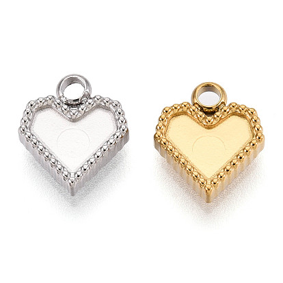 304 Настройки кабошон из нержавеющей стали кулон, ионное покрытие (ip), сердце