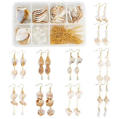 DIY Imitation Jade Pendant Earring Making Kit, Including Acrylic Pendants, Glass Beads, Brass Cable Chains & Pin & Earring Hooks