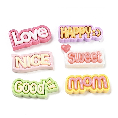 Opaque Resin Cabochons, Cartoon Word