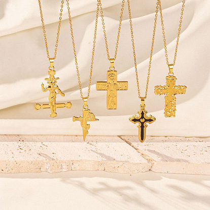 Ожерелья из нержавеющей стали с подвеской-крестом и цепочкой, украшения для женщин
