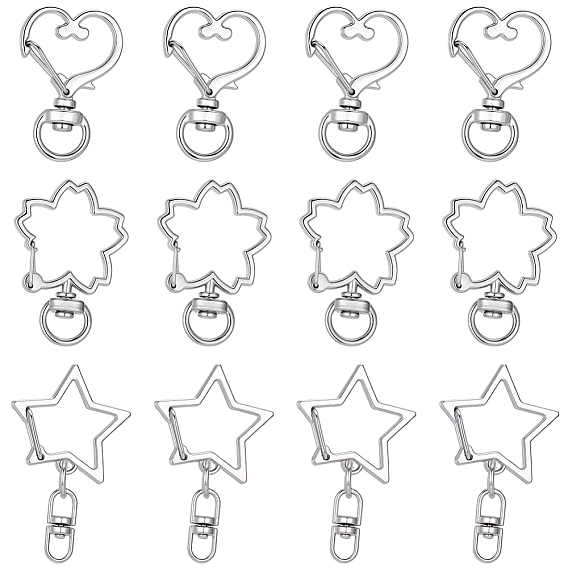 60 шт. 3 стили цинковый сплав карабины поворотные, поворотный карабин-лобстер