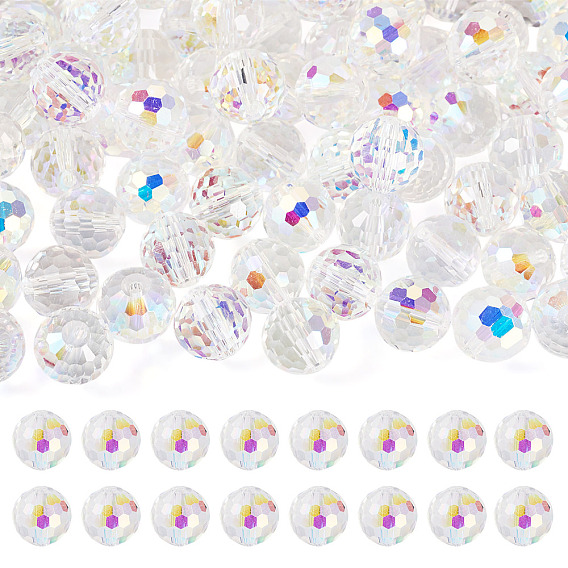 80стеклянные бусины с цветным покрытием AB, граненые круглые