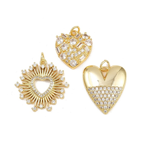 Латунные микро проложить кубического циркония подвески, сердце
