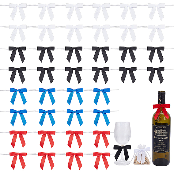 80шт 4 цвета полиэстер упаковка лента банты, подарочные банты, с проволочными стяжками, для украшения подарочной упаковки, свадебные украшения