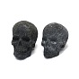 Natural Druzy Agate Sculpture Display Decorations, for Home Office Desk, Skull, Halloween Theme