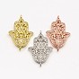 Cz латунь микро проложить aaa кубический zirconia hamsa рука / рука fatima / рука miriam ссылки, без свинца, без никеля и без кадмия, 25x17x2 мм, отверстие : 1 мм