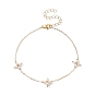 Shell Pearl Beaded Cross Link Anklets, Brass Jewelry for Women