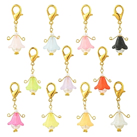 11шт. пластиковый жемчуг и акриловый кулон украшение, Сплав с застежками когтя омара, цветок