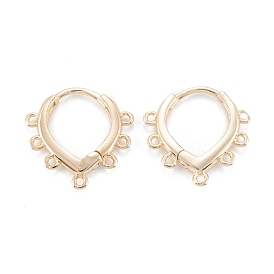 Brass Hoop Earring Findings, with Horizontal Loop, Teardrop