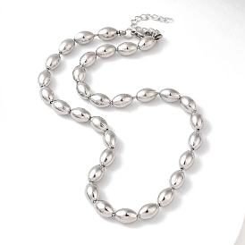 304 Stainless Steel Rice Beads Necklace for Women