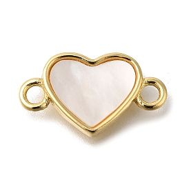 Brass Pave Shell Heart Connector Charms