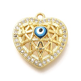 Латунные микро проложить кубического циркония подвески, с эмалью, без кадмия, без никеля и без свинца, полые прелести сердца