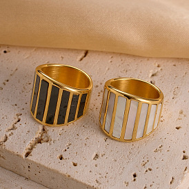 304 нержавеющая сталь с кольцами из натуральной ракушки, прямоугольные, золотые