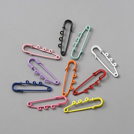 Spray Painted Iron Safety Pins Brooch Findings, Kilt Pins with Loops
