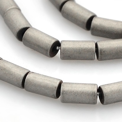 Electroplate Frosted Non-magnetic Synthetic Hematite Column Beads Strands, 4x2mm, Hole: 1mm, about 98pcs/strand, 16.7 inch