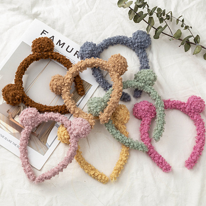 Cute Plush Teddy Bear Ear Headband for Funny Ball Face Wash.