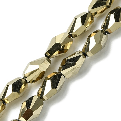 Прозрачные стеклянные бусины гальваническим пряди, с полным покрытием цвета радуги, граненые, слеза