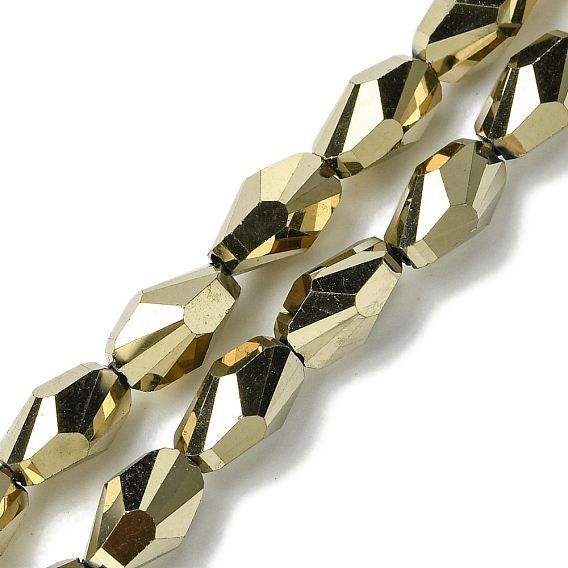 Прозрачные стеклянные бусины гальваническим пряди, с полным покрытием цвета радуги, граненые, слеза