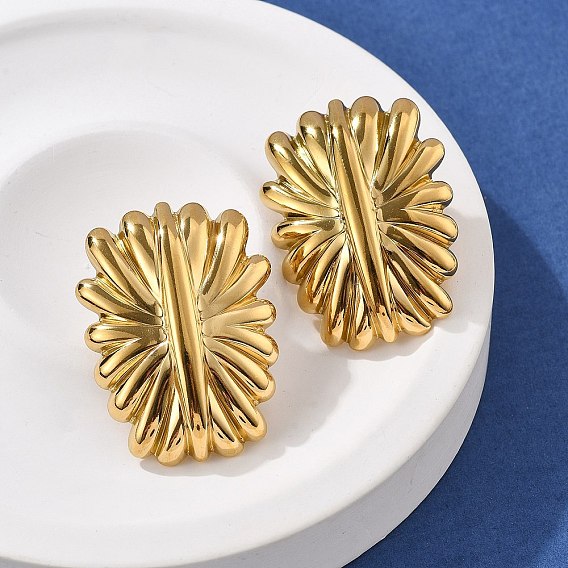 304 из нержавеющей стали серьги, реальный 18 к глод, прямоугольные