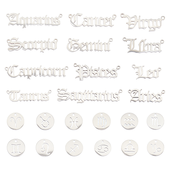24 шт. 24 стиль 304 нержавеющая сталь и подвески из нержавеющей стали, 12 очарование созвездия