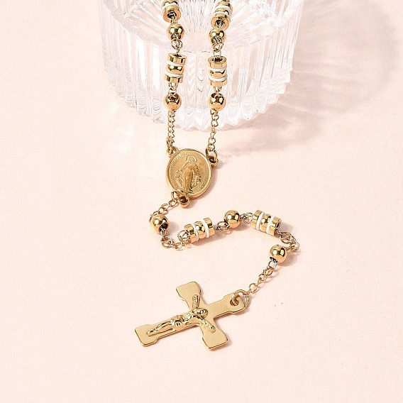 304 Четки из нержавеющей стали, подвески в виде креста Девы Марии, ионное покрытие (ip)