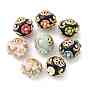 Круглые бусины из смолы ручной работы из Индонезии, со сплавочной фурнитурой со стразами, круглая с цветком