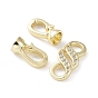 Rack Plating Brass Micro Pave Clear Cubic Zirconia Fold Over Clasps, Cadmium Free & Lead Free, Long-Lasting Plated, Infinity