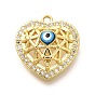 Латунные микро проложить кубического циркония подвески, с эмалью, без кадмия, без никеля и без свинца, полые прелести сердца