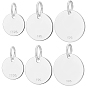 6шт. 3 размер 925 подвески из стерлингового серебра, плоские круглые прелести, с перемычками со штампом 925