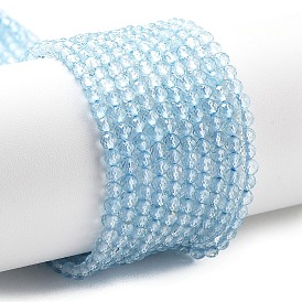 Натуральные бусы из голубого топаза нити, граненые, круглые