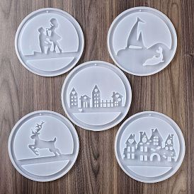 City Signs Decorated with Wind Chimes Silicone Mold, Epoxy Resin Craft Making, White