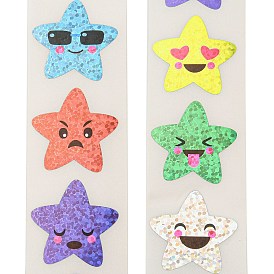 Star Stickers Roll, Round Paper Face Pattern Adhesive Labels, Decorative Sealing Stickers for Gifts, Party
