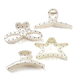 Lovely Polka dots PVC Claw Hair Clips, with Alloy Clips