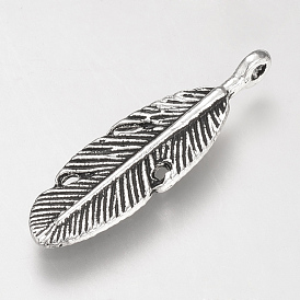 Tibetan Style Alloy Pendants, Cadmium Free & Lead Free,, Feather
