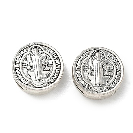 Религиозные сплавные подвески-слайды, ползунки, для изготовления кожаных браслетов, плоский круглый со святым