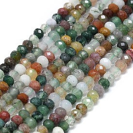 Natural Indian Agate Beads Strands, Faceted, Rondelle