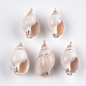 Galvanoplastie en spirale coquille pendentifs, avec les accessoires en fer, or et de lumière