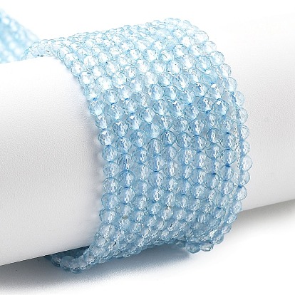 Натуральные бусы из голубого топаза нити, граненые, круглые